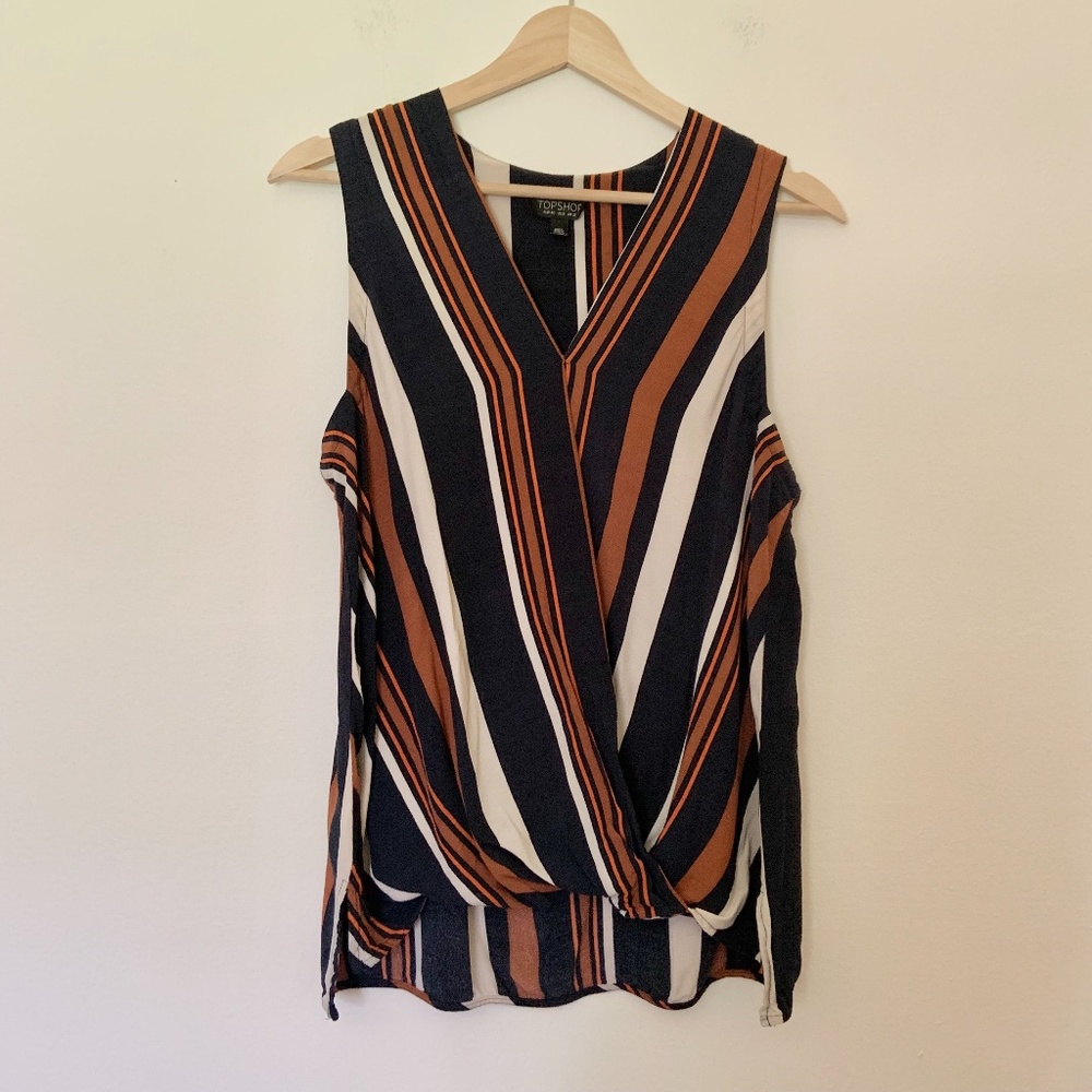 Topshop Sleeveless Multi-Stripe Top Sz 8/Medium